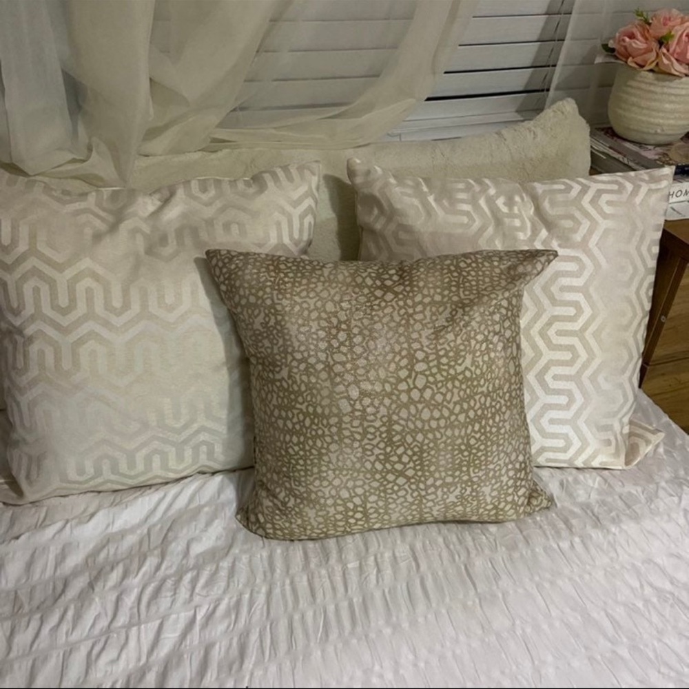 Set of Cream and Tan Decorative Pillows